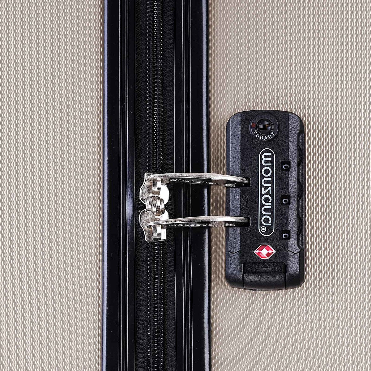 Valise cabine Monzana Exopack 41 litres - 53 x 37 x 21 cm - Coque rigide avec serrure TSA et 4 roulettes doubles pivotantes - Champagne