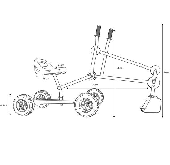 AXI Dean, petite pelleteuse pour bac à sable, bleue/noire – 4 roues – siège pivotant à 360°