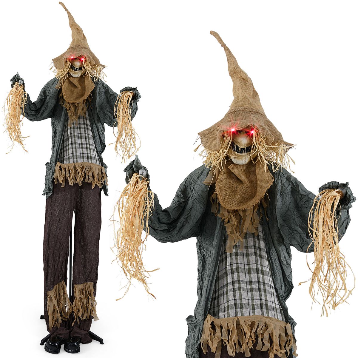 Épouvantail Coast Halloween - animé - à détection de bruit - yeux lumineux - 213 cm
