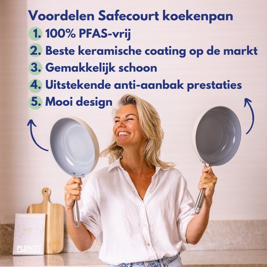 Safecourt Kitchen Poêle à frire en céramique - Ø 28 cm Poêle - Induction, électrique, céramique et gaz - Sans PFAS ni PTFE