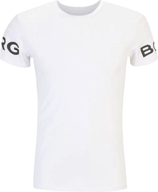 T-shirt de sport Björn Borg pour homme, manches courtes - Blanc - Polyester recyclé - Taille L