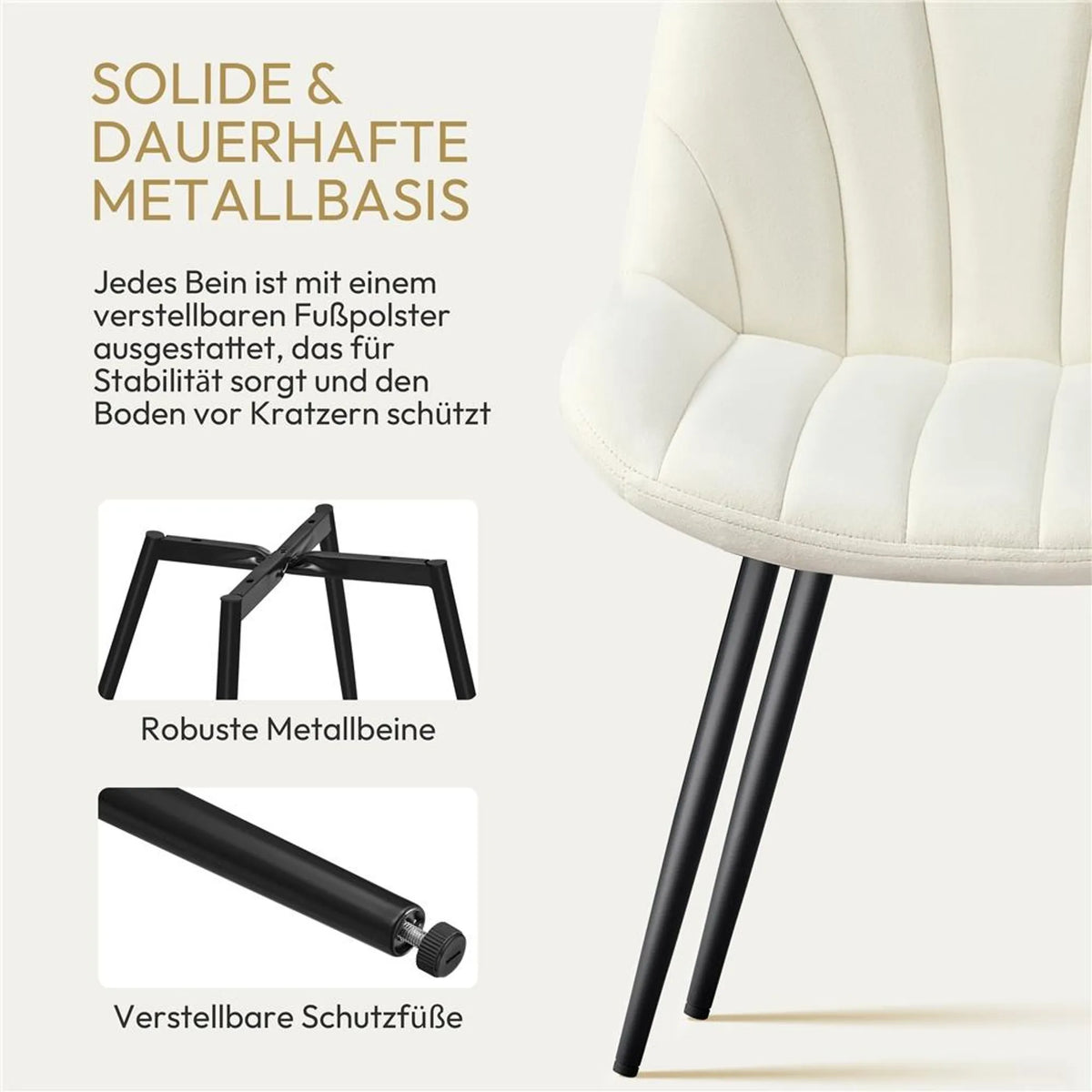 Yaheetech Lot de 2 chaises de salle à manger 47 x 58 x 84 cm – Beige – Polyester et métal