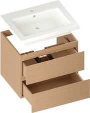Mirlux Meuble de salle de bains Chêne clair 60 cm - Lavabo Blanc - Ensemble de meubles de salle de bains - Meuble lavabo Chêne clair