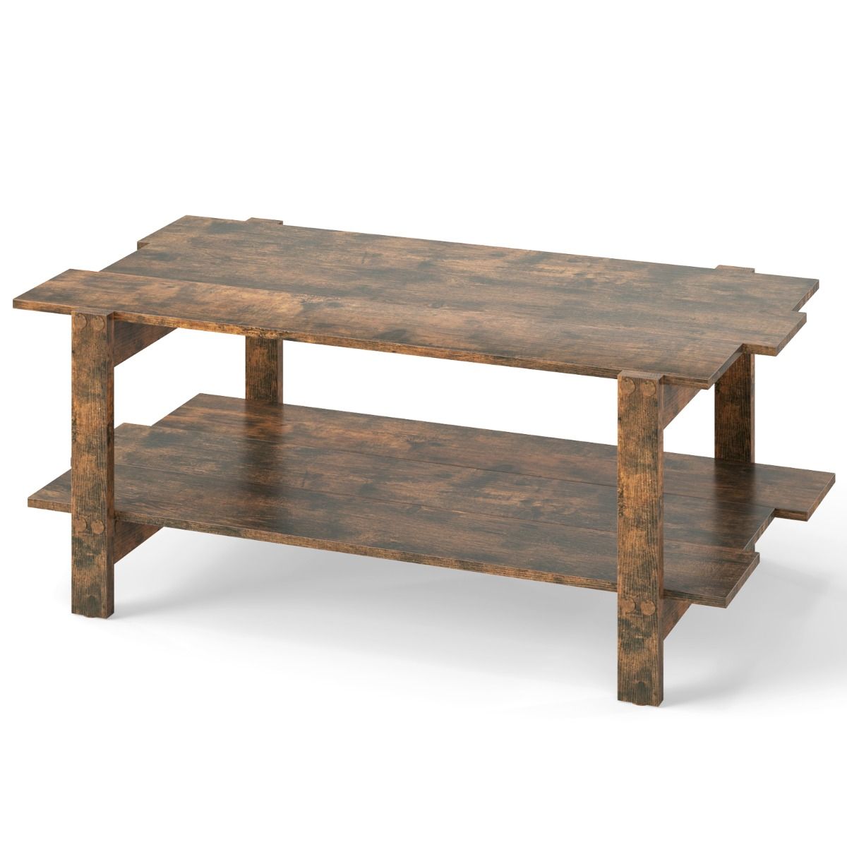 Table basse Coast - 2 niveaux - avec étagère de rangement - noyer/noir - 115 x 59 x 46 cm