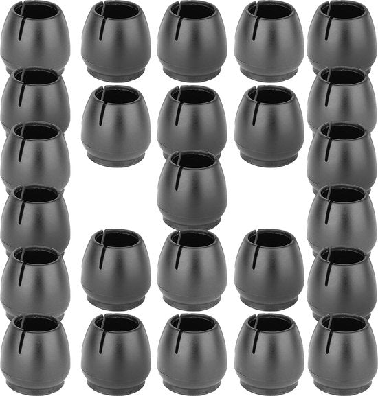 Roegaarden Protecteurs de pieds de chaise ronds - Capuchons de pieds de chaise - Feutres de pieds de chaise - 24 pièces - Noir - 17-21MM