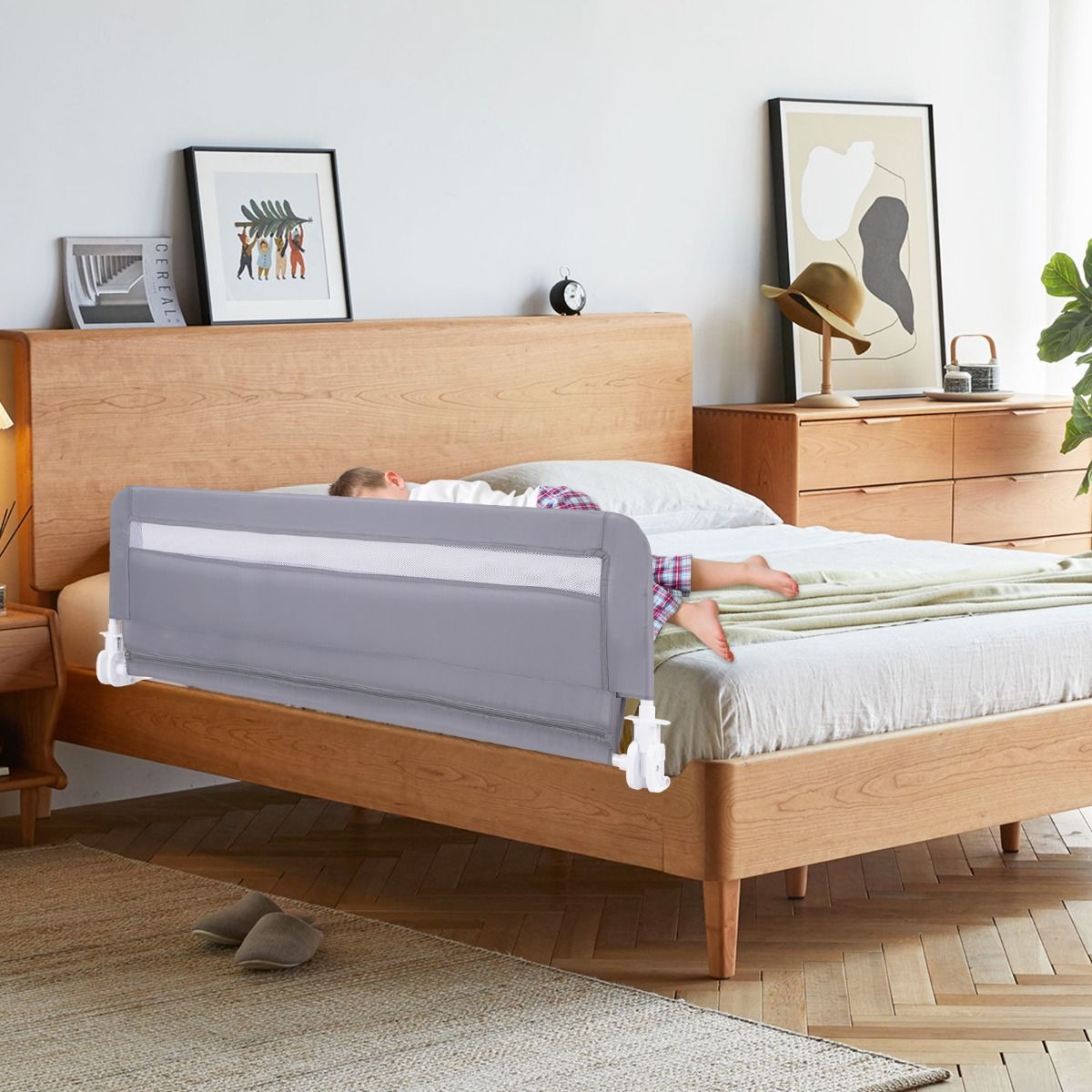 Barrière de lit Coast pour tout-petits - modèle pliable - housse amovible et lavable - gris - 120 cm
