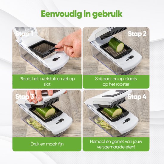 Mandoline Stosh - Coupe-légumes - Coupe-oignons - Coupe-spirale - 4 pièces - Blanc - Sans BPA