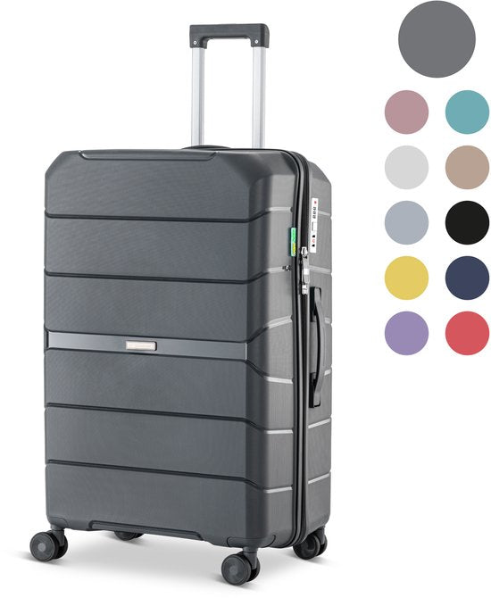 SKYCASES Urban Adventurer - Valise de voyage moyenne - Verrouillage par numéro - 44x27x66cm - 78L - Valise de voyage avec verrouillage de valise - Roues pivotantes - Anthracite V2