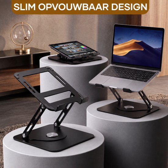 Support pour ordinateur portable Villux ergonomique - Support pour ordinateur portable réglable - Support pour ordinateur portable - Rehausseur pour ordinateur portable - Support pour ordinateur portable pliable - E-book inclus - Tapis de souris inclus