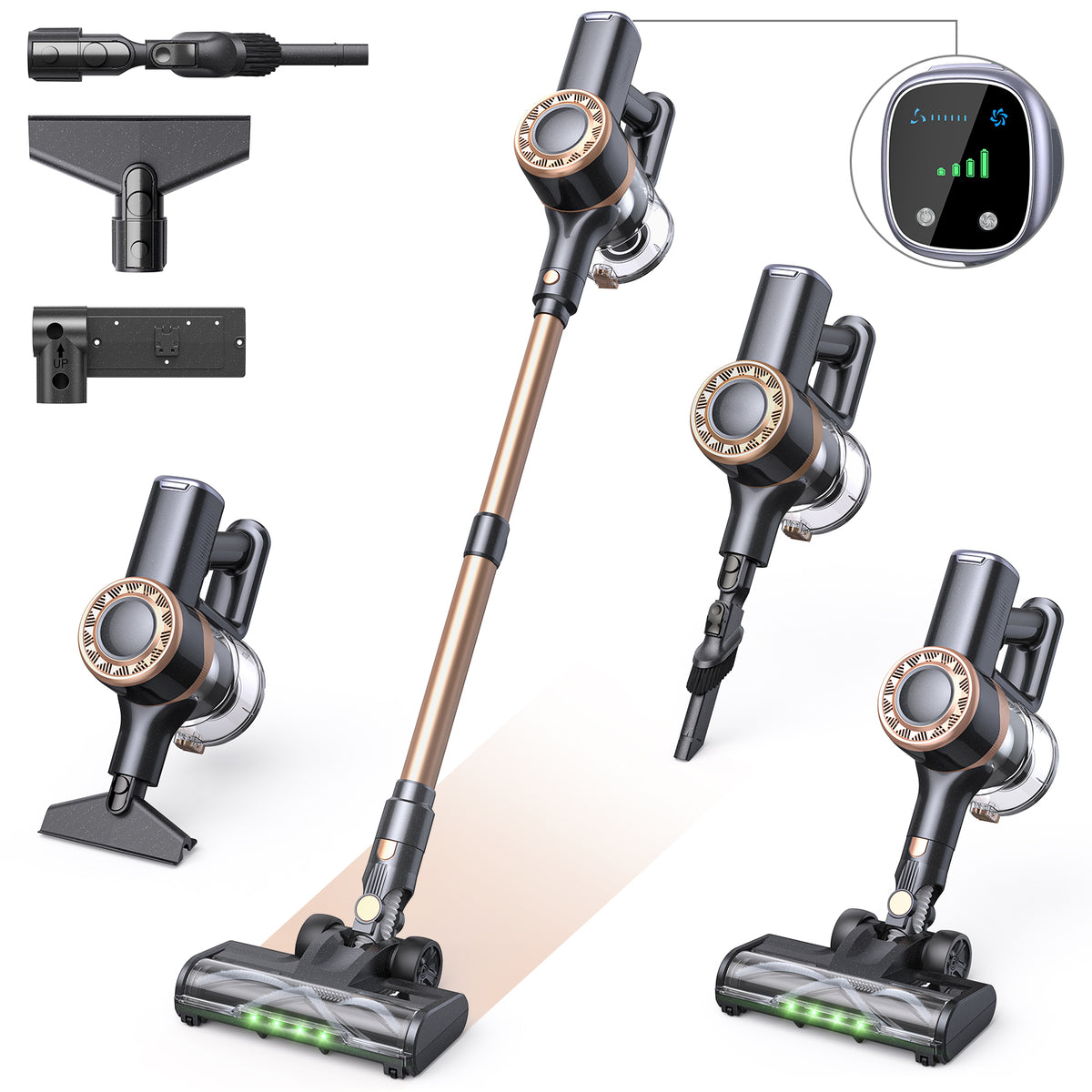 Aspirateur balai sans fil Lubluelu P2 - 30 kPa - noir/bronze