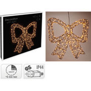 Nampook : nœud lumineux LED et nœud de Noël avec 500 LED, 38 x 33 cm, avec minuterie – Noir – Métal