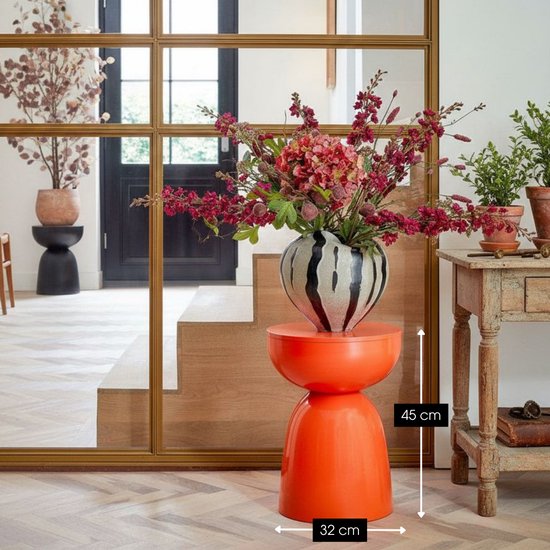 Mica Decorations Elliot Table basse - Table de chevet pour chambre ou salon - Table d'appoint en fer pour fleurs, plantes et décoration - H45 x Ø32 cm - Orange