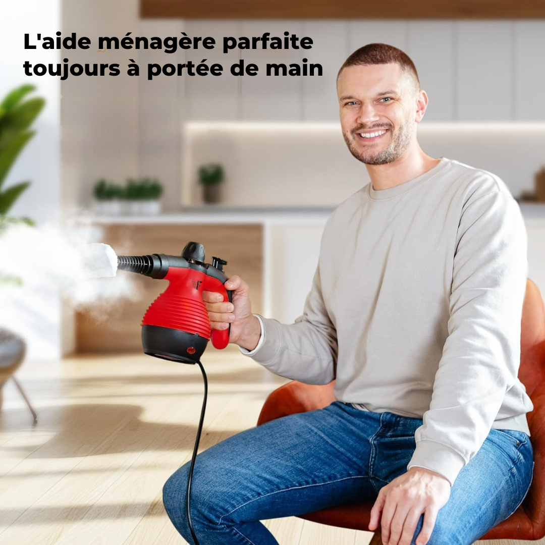 Nettoyeur à vapeur manuel Neighbour's Friend - Régulation de la vapeur - Accessoires inclus - Réservoir de 350ml - Rouge