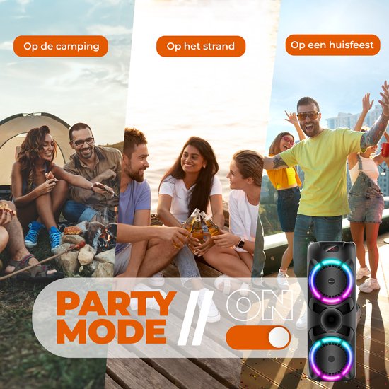 Denver Bluetooth Speaker Party box - Lumières disco - Party box - Microphone sans fil et télécommande inclus - BPS459