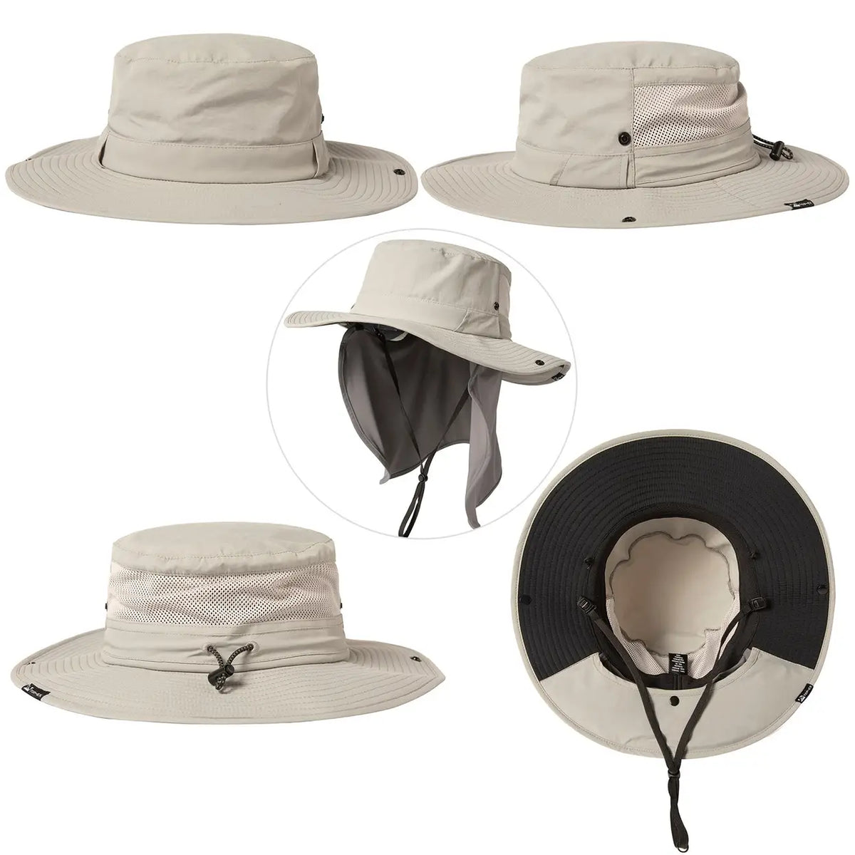 Chapeau de soleil Top-Ex avec rabat de protection pour la nuque - UPF 50+ - M/L 57–59 cm - Gris