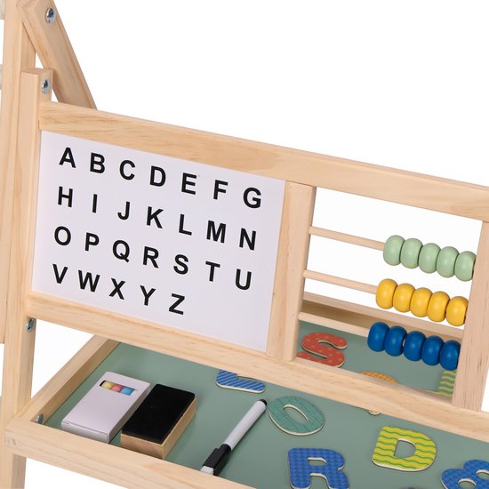 Sunny Nola Activités Chevalet – Petit chevalet en bois pour enfants - Chevalet de jeu avec tableau blanc et ardoise - Chevalet de peinture pour enfants – Tableau magnétique - Comprend un rouleau de papier, des aimants, des craies, des marqueurs et une gom