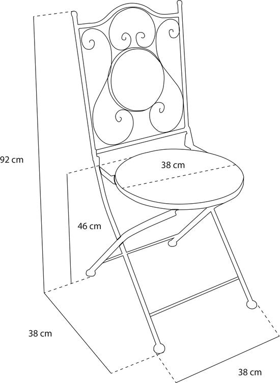Chaises de bistrot AXI Amélie – Pliantes – Classiques multicolores – Chaises de jardin pliantes en métal – Dossier haut – Lot de 2 pièces – Effet mosaïque – Incrusté de carreaux de céramique – Capacité de charge de 150 kg – Jardin, terrasse ou balcon