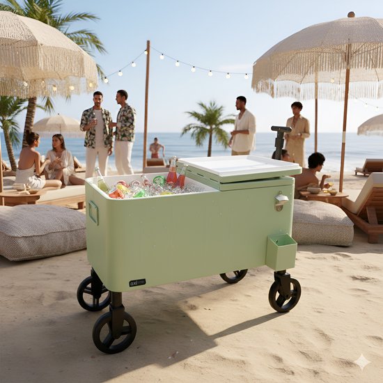 Chariot-glacière AXI Cooler Go vert - Chariot - Glacière à roulettes - Capacité de 76 L - Glacière avec robinet de vidange