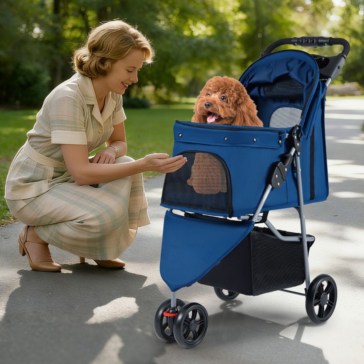 Chariot pliable pour animaux de compagnie Coast - pare-soleil réglable - revêtement lavable - couleur sombre