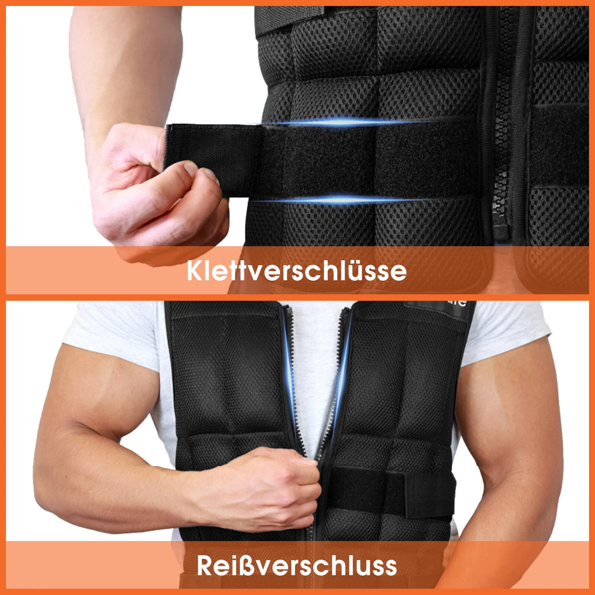 Gilet lesté réglable DH FitLife - 1 à 20 kg - 38 blocs de poids amovibles - 48 x 62 cm - Noir
