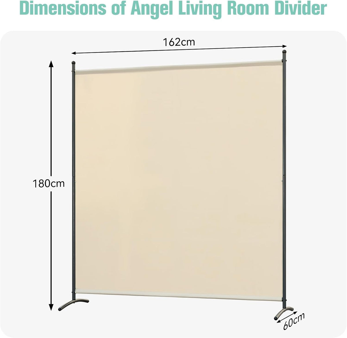 Angel Living Paravent - 1 pièce - 162x180 cm - Pliable - Acier & 160 g/m² Polyester - Séparation de pièces & Protection de la vie privée - Beige