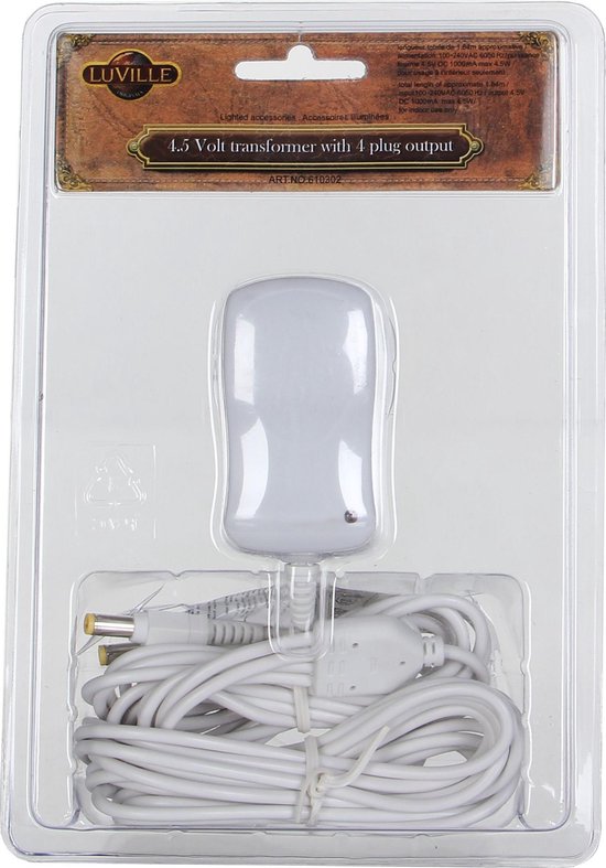 LuVille Village de Noël Adaptateur d'interrupteur avec 4 fiches - 4,5 volts