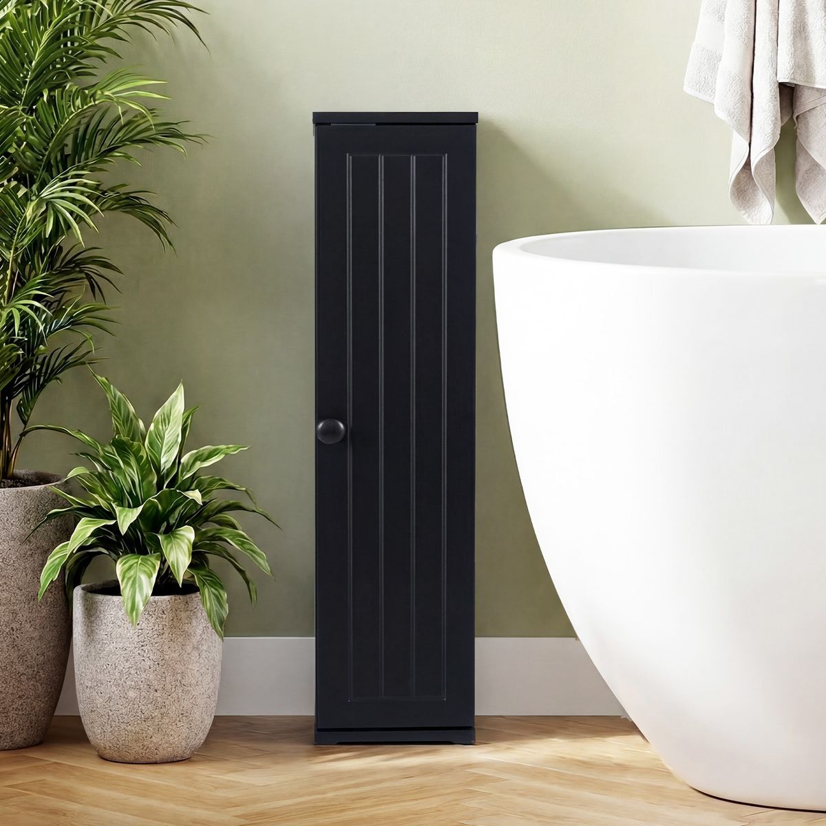 Armoire de salle de bains Coast Smalle - étagères réglables et amovibles - 16 x 17 x 69 cm - noir