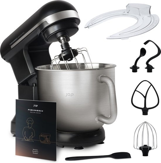 JAP Appliances Mastermix - Robot de cuisine (1000W) - Robot de cuisine avec 6 vitesses et fonction pulse - Mixeur avec bol de 5,7 litres - Séchoir à casseroles inclus - Noir mat