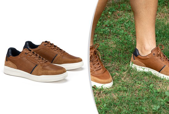 Milanoro - Baskets élégantes en cuir pour homme - Bleu marine - Taille 46