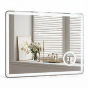 Miroir de salle de bains Coast à LED - miroir grossissant 3x intégré - éclairage à intensité variable - 80 x 60 cm - argent