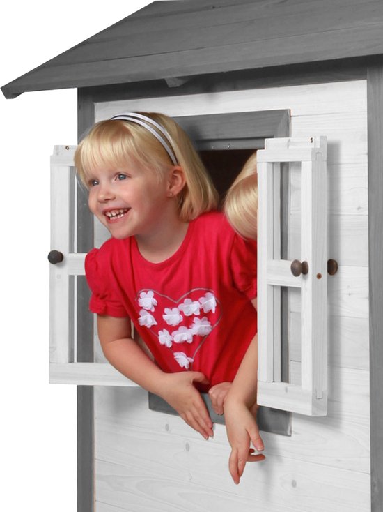 Maisonnette de jeux AXI Beach Lodge en gris/blanc - Maisonnette de jeux pour le jardin / l'extérieur - Bois certifié FSC - Maisonnette de jardin pour enfants