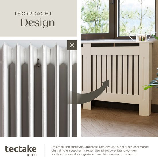 tectake® Cache-radiateur - Cache-radiateur - Panneau de radiateur - Enceinte de radiateur - Enceinte de chauffage - Caillebotis, avec étagère - Dimensions div. - 152,5x19x82cm - blanc