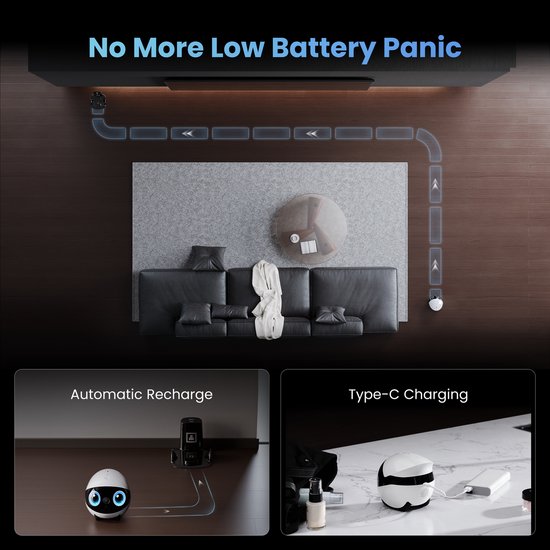 Enabot Air 2 Plus - Robot d'accompagnement intelligent - Caméra 3K HD - Double communication - Gris