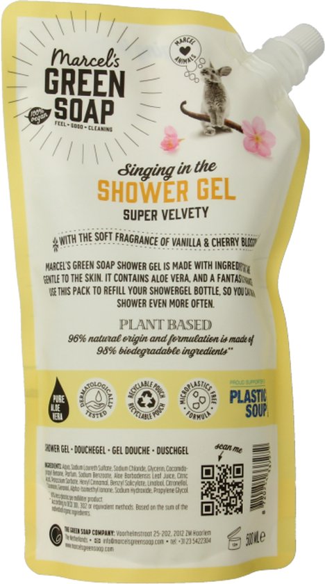 Recharge de gel douche Marcel's Green Soap - Vanille et fleur de cerisier - 500 ml