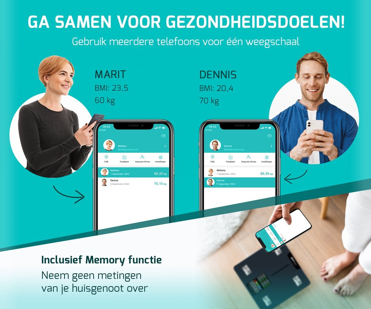 FITAGE Pèse-personne LED Digital - Pèse-personne intelligent avec analyse corporelle 17x - Pèse-personne - FITAGE App