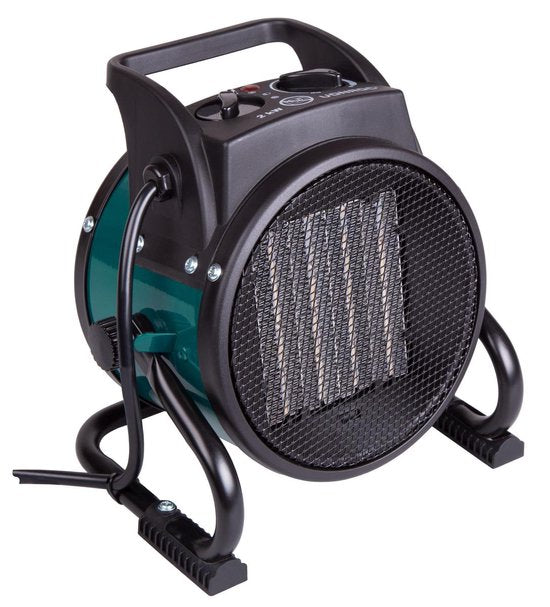 VONROC Chauffage électrique - Jet heater - ventilateur - céramique - 3 réglages : 1000W/2000W/ventilateur - pour des pièces jusqu'à 20m2 - vert
