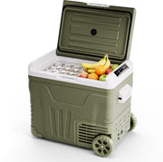 Auronic Electric Cool Box - Compresseur - 50L - 12V et 240 volts - Réfrigérateur de camping - Frigobox Car - Avec roues et poignée - Vert