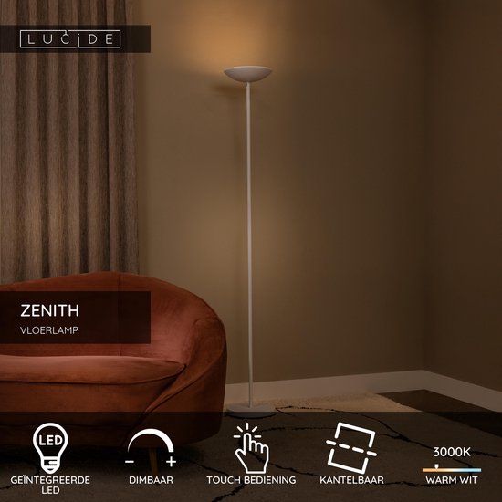 Lucide ZENITH - Lampadaire - LED à intensité variable - 1x20 W 3000 K - Blanc