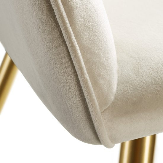 tectake® - Chaise Marilyn aspect velours - crème/doré - 404623
