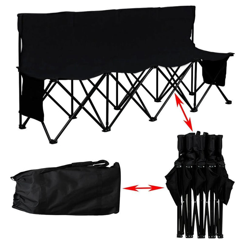 Yaheetech Banc de camping pliable pour 4 personnes - 184 x 49 x 82,5 cm - équipé d'un tissu 600D Oxford et d'un sac de transport et de 2 compartiments de rangement - pour le camping et les tournois sportifs - métal noir