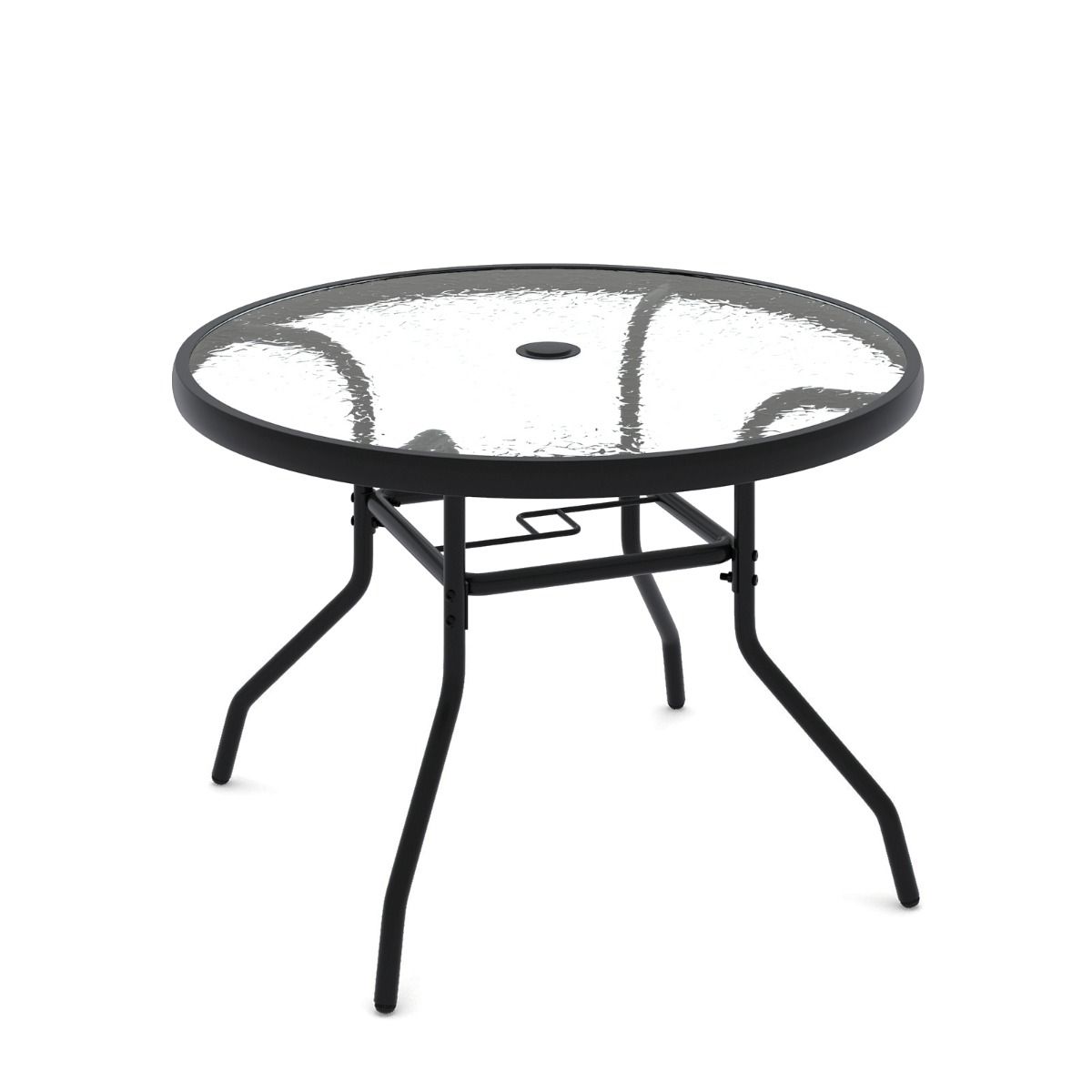 Table d'appoint ronde Coast pour l'extérieur - Plateau en verre trempé - Trou pour parasol de 4,2 cm - Noir 70 x 70 x 45,5 cm