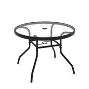 Table d'appoint ronde Coast pour l'extérieur - Plateau en verre trempé - Trou pour parasol de 4,2 cm - Noir 70 x 70 x 45,5 cm
