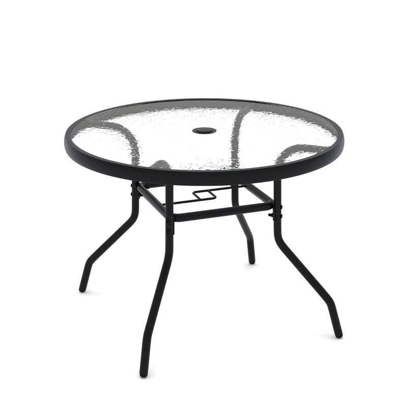 Table d'appoint ronde Coast pour l'extérieur - Plateau en verre trempé - Trou pour parasol de 4,2 cm - Noir 70 x 70 x 45,5 cm