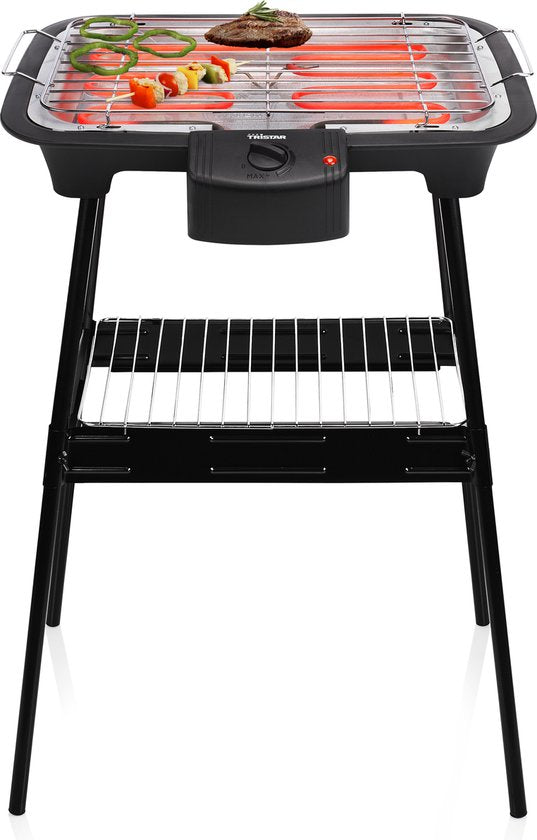 Barbecue électrique Tristar BQ-2883 avec support – Barbecue sur pied et de table – 2 000 W – Noir - Idéal pour le balcon ou le camping