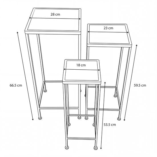 AXI Eline Table d'appoint carrée à motif mosaïque multicolore - Lot de 3 pièces – Tables d'appoint – Différentes dimensions – Aspect mosaïque – Incrustée de carreaux de céramique – Pour l'intérieur, le jardin, la terrasse et le balcon