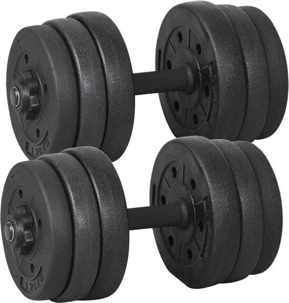 Yaheetech Jeu d'haltères 20kg - Réglable - Anti-dérapant - 12 poids - Noir