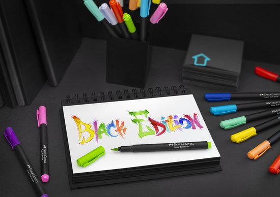 Stylos pinceaux Faber-Castell - Édition noire - 20 couleurs dans un étui en carton - FC-116452