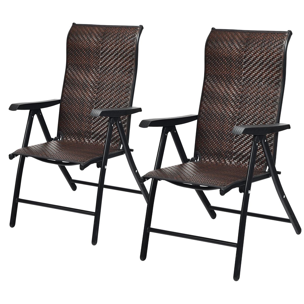 Lot de 2 chaises pliantes Coast Rotan - Dossier réglable - Pliables et faciles à transporter - Marron