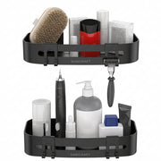 Sanicraft® Porte-douche - Pas de perçage - Convient à tout type de mur - Suspension - Inox - 2 pièces - Noir
