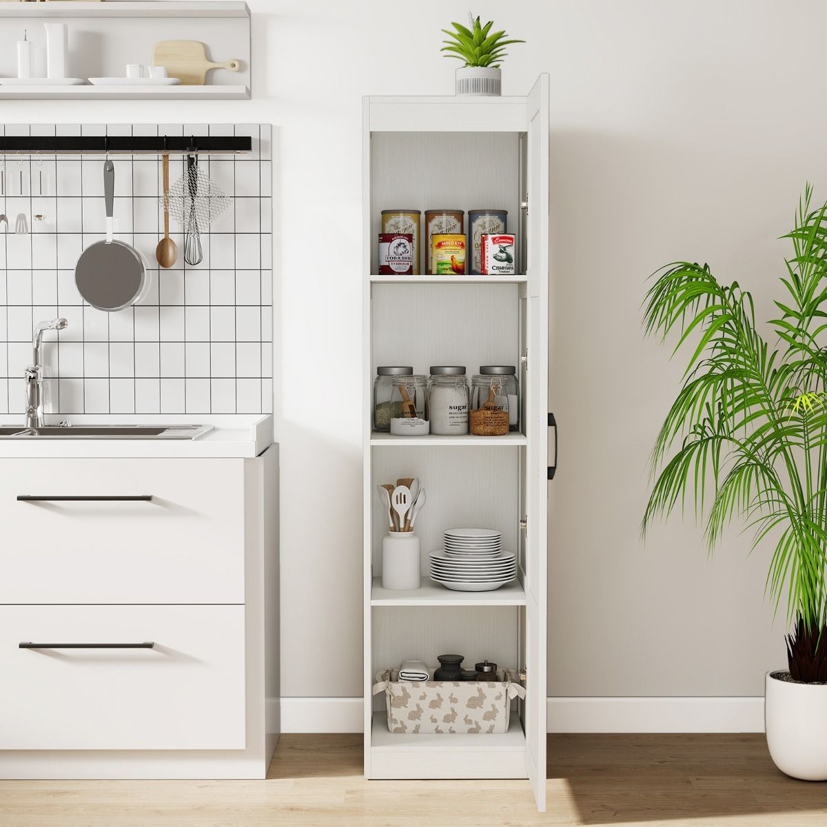 Meuble de rangement Coast - indépendant - 4 étagères - blanc - 150 cm de hauteur